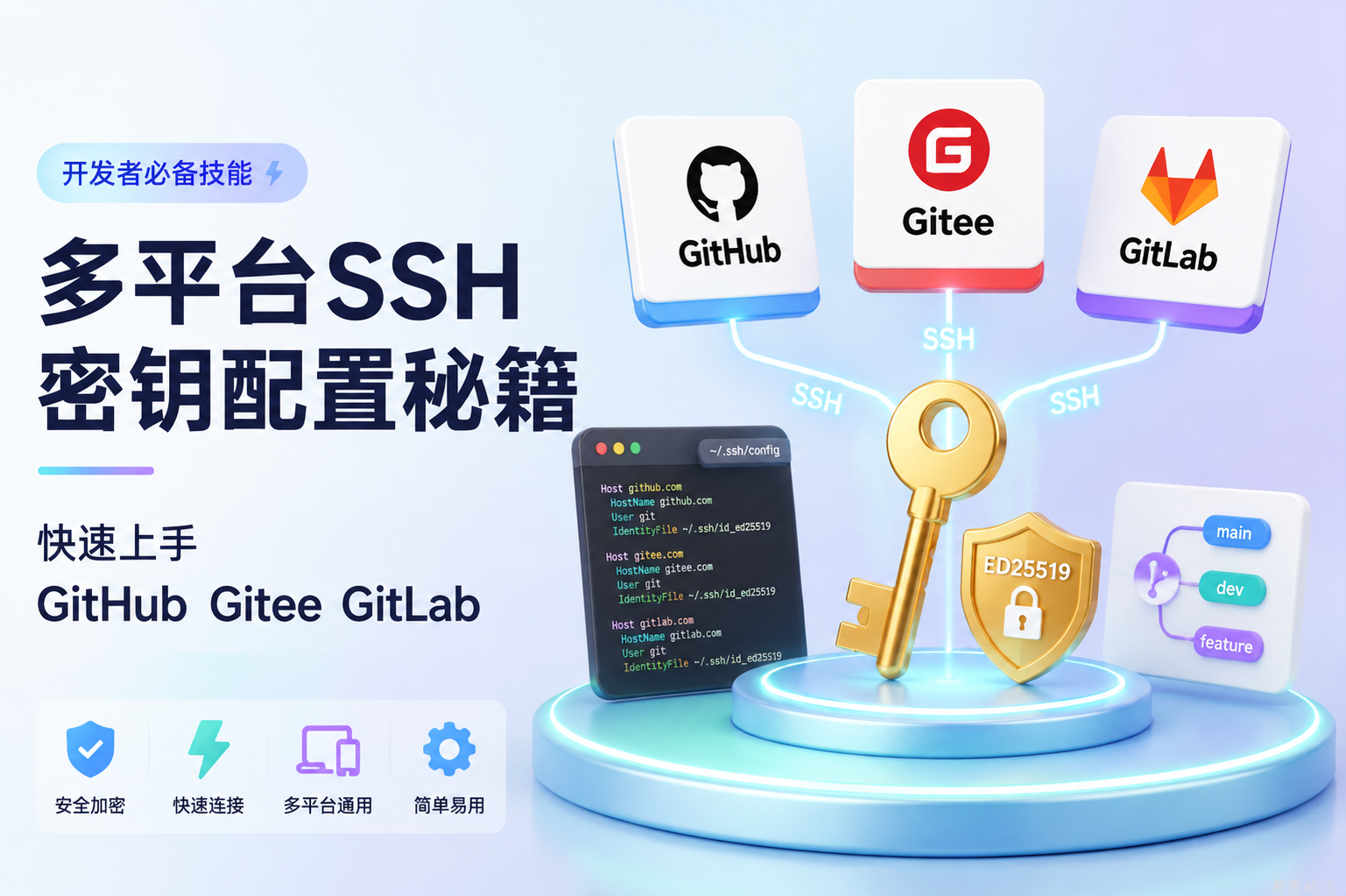 多平台SSH密钥配置秘籍 快速上手GitHub Gitee GitLab 🚀🔑